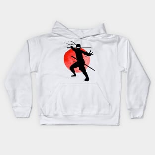 Japanese Martial Art - Ninja Holding Sword Pose Kids Hoodie